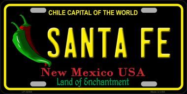 Santa Fe Black New Mexico Novelty Metal License Plate
