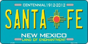Santa Fe New Mexico Teal Novelty Metal License Plate