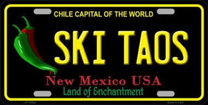Ski Taos Black New Mexico Novelty Metal License Plate