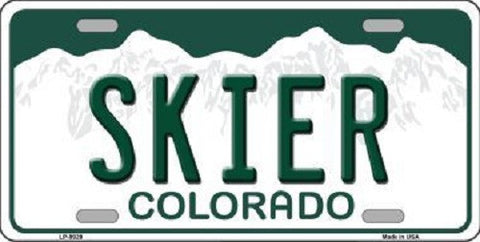 Skier Springs Colorado Background Novelty Metal License Plate