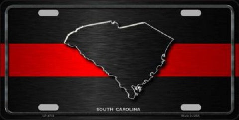 South Carolina Thin Red Line Novelty Metal License Plate