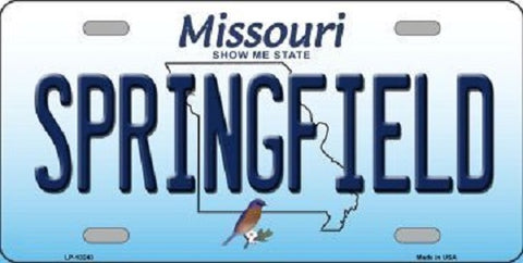 Springfield Missouri Background Novelty Metal License Plate