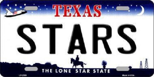 Stars Texas Novelty State Background Metal License Plate