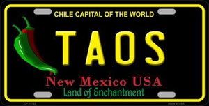 Taos New Mexico Black Novelty State License Plate