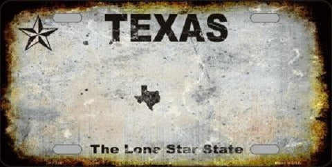 Texas Background Rusty Novelty Metal License Plate
