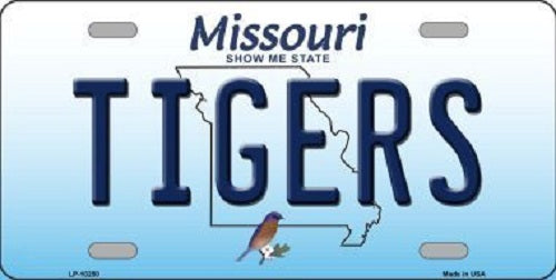 Tigers Missouri Background Novelty Metal License Plate
