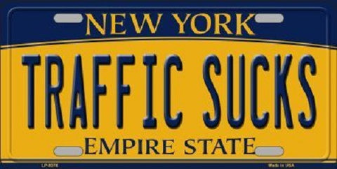 Traffic Sucks New York Background Novelty Metal License Plate