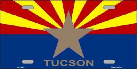 Tucson Arizona State Flag Metal Novelty License Plate