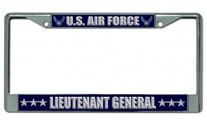 U.S. Air Force Lieutenant General Chrome License Plate Frame