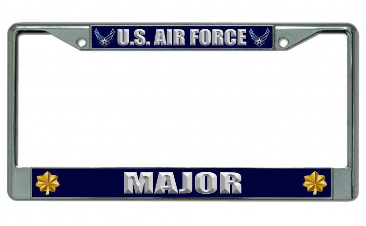 U.S. Air Force Major Chrome License Plate Frame