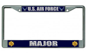 U.S. Air Force Major Chrome License Plate Frame