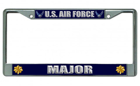 U.S. Air Force Major Chrome License Plate Frame