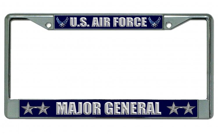 U.S. Air Force Major General Chrome License Plate Frame