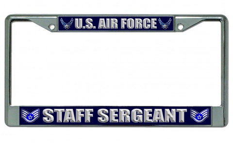 U.S. Air Force Staff Sergeant Chrome License Plate Frame