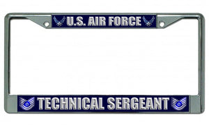 U.S. Air Force Technical Sergeant Chrome License Plate Frame
