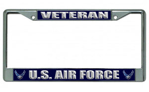 U.S. Air Force Veteran Chrome License Plate Frame