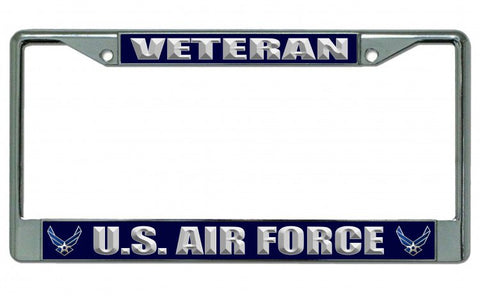 U.S. Air Force Veteran Chrome License Plate Frame