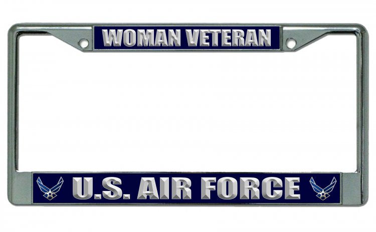 U.S. Air Force Woman Veteran Chrome License Plate Frame