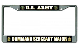 U.S. Army Command Sergeant Major Chrome License Plate Frame