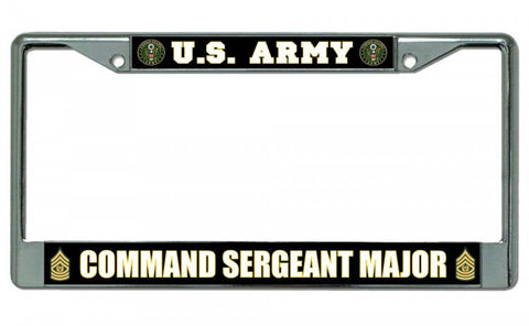 U.S. Army Command Sergeant Major Chrome License Plate Frame