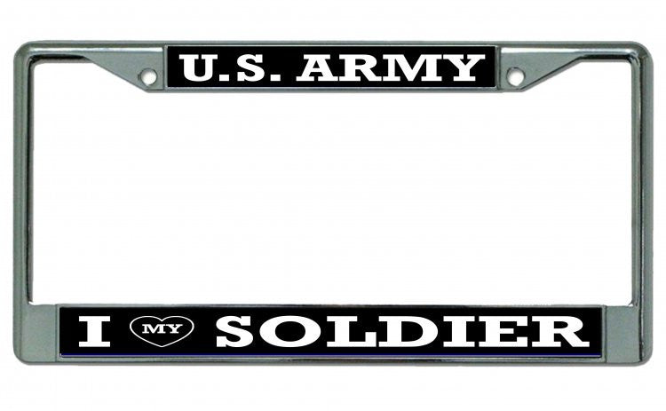 U.S. Army I Heart My Soldier Chrome License Plate Frame