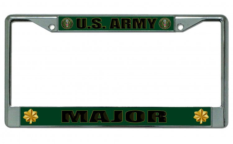 U.S. Army Major Chrome License Plate Frame