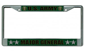 U.S. Army Major General Chrome License Plate Frame