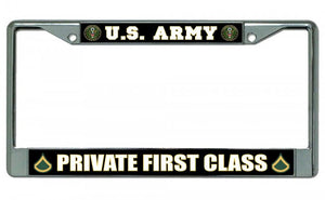 U.S. Army Private First Class Chrome License Plate Frame