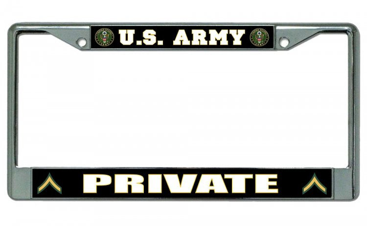 U.S. Army Private Chrome License Plate Frame