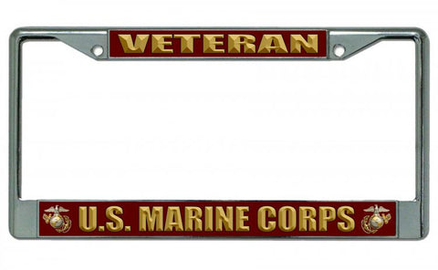 U.S. Marine Corps Veteran Chrome License Plate Frame