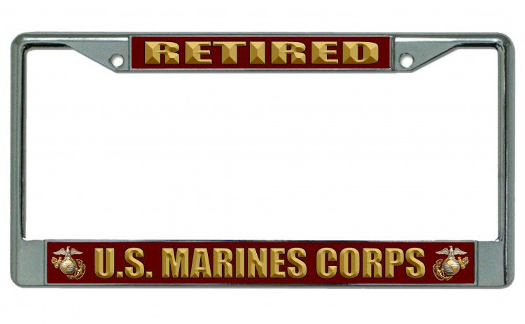U.S. Marine Corps Retired Chrome License Plate Frame