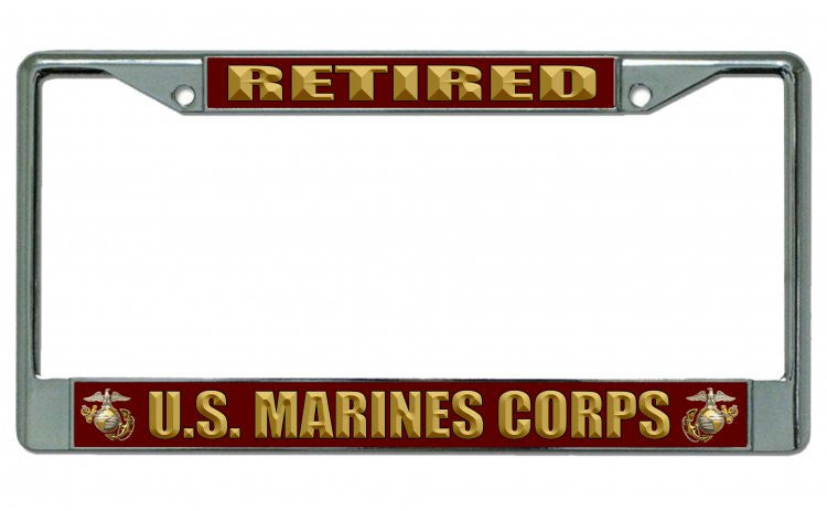 U.S. Marine Corps Retired Chrome License Plate Frame