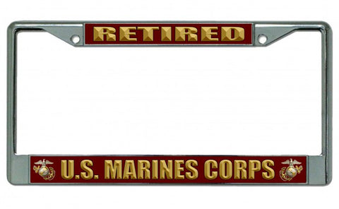 U.S. Marine Corps Retired Chrome License Plate Frame