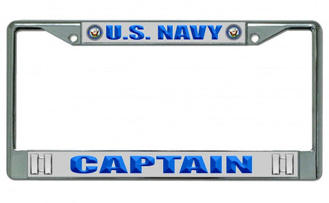 U.S. Navy Captain Chrome License Plate Frame