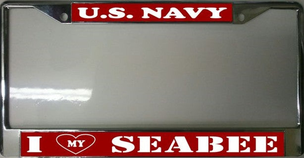 U.S. Navy I Heart My Seabee Chrome License Plate Frame
