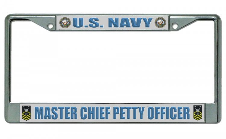 U.S. Navy Master Chief Petty Officer Chrome License Plate Frame