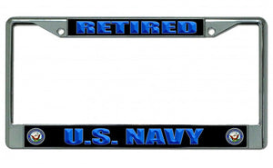 U.S. Navy Retired Chrome License Plate Frame