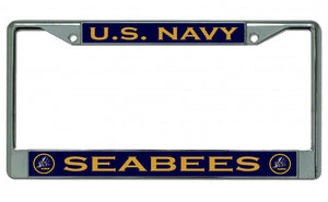 U.S. Navy Seabees Chrome License Plate Frame