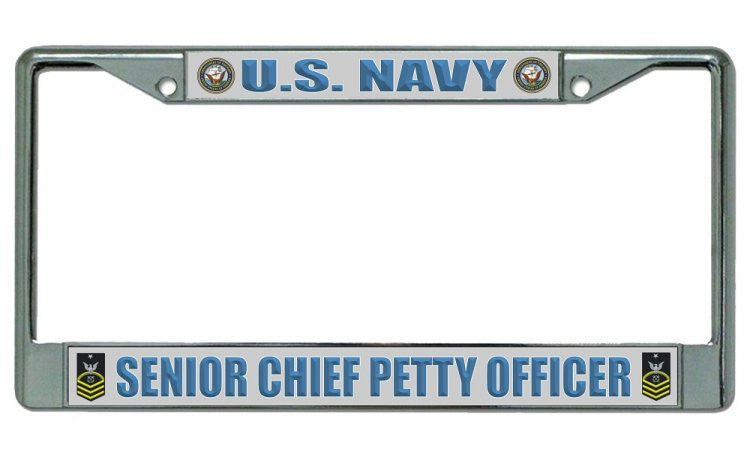 U.S. Navy Senior Chief Petty Officer Chrome License Plate Frame