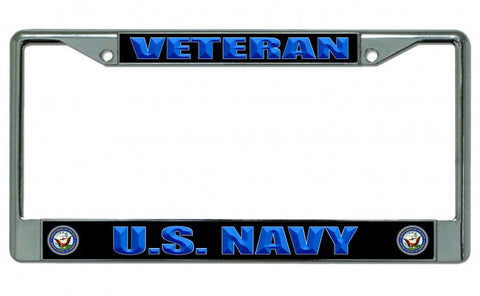 U.S. Navy Veteran Chrome License Plate Frame