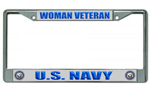 U.S. Navy Woman Veteran Chrome License Plate Frame