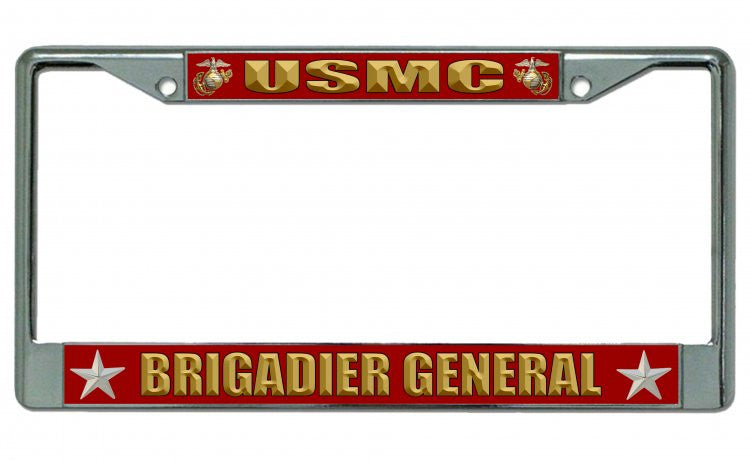 USMC Brigadier General Chrome License Plate Frame