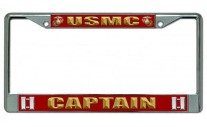 USMC Captain Chrome License Plate Frame