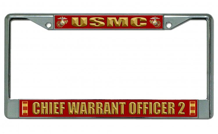 USMC Chief Warrant Officer 2 Chrome License Plate Frame