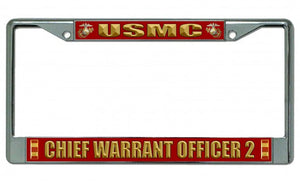 USMC Chief Warrant Officer 2 Chrome License Plate Frame