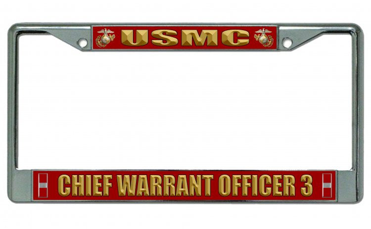 USMC Chief Warrant Officer 3 Chrome License Plate Frame