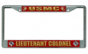 USMC Lieutenant Colonel Chrome License Plate Frame