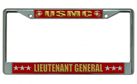 USMC Lieutenant General Chrome License Plate Frame