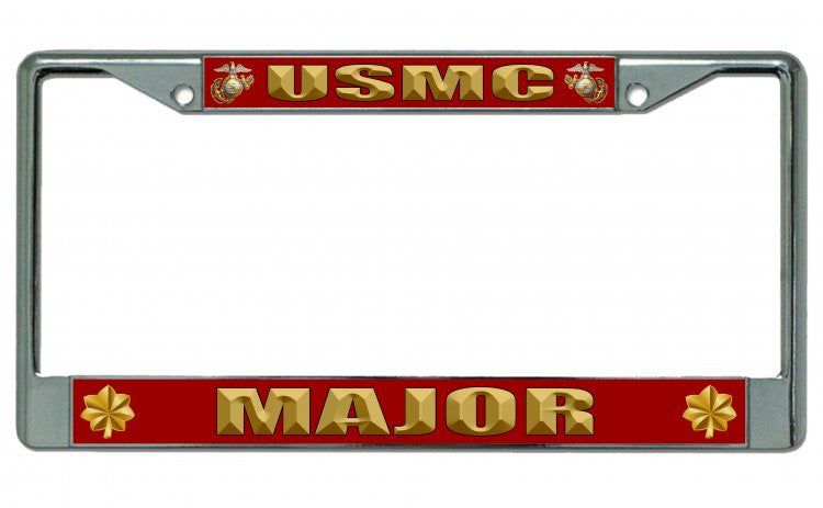 USMC Major Chrome License Plate Frame