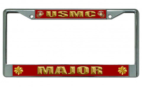 USMC Major Chrome License Plate Frame